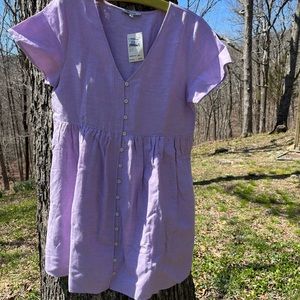 Lavender Madewell Linen Short Sleeve Mini Dress Medium